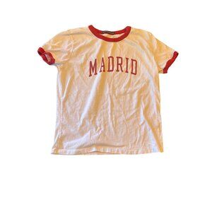 Brandy Melville Madrid White & Red Ringer T-Shirt Size S